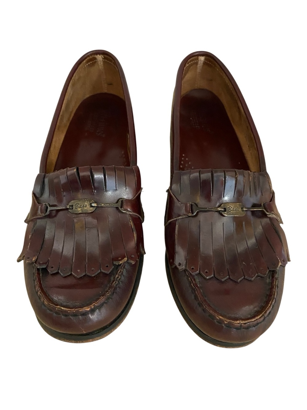Flash Sale G.H Bass Weejuns Burgundy Leather Kiltie Horsebit Loafers 8 Preppy - Picture 4 of 14